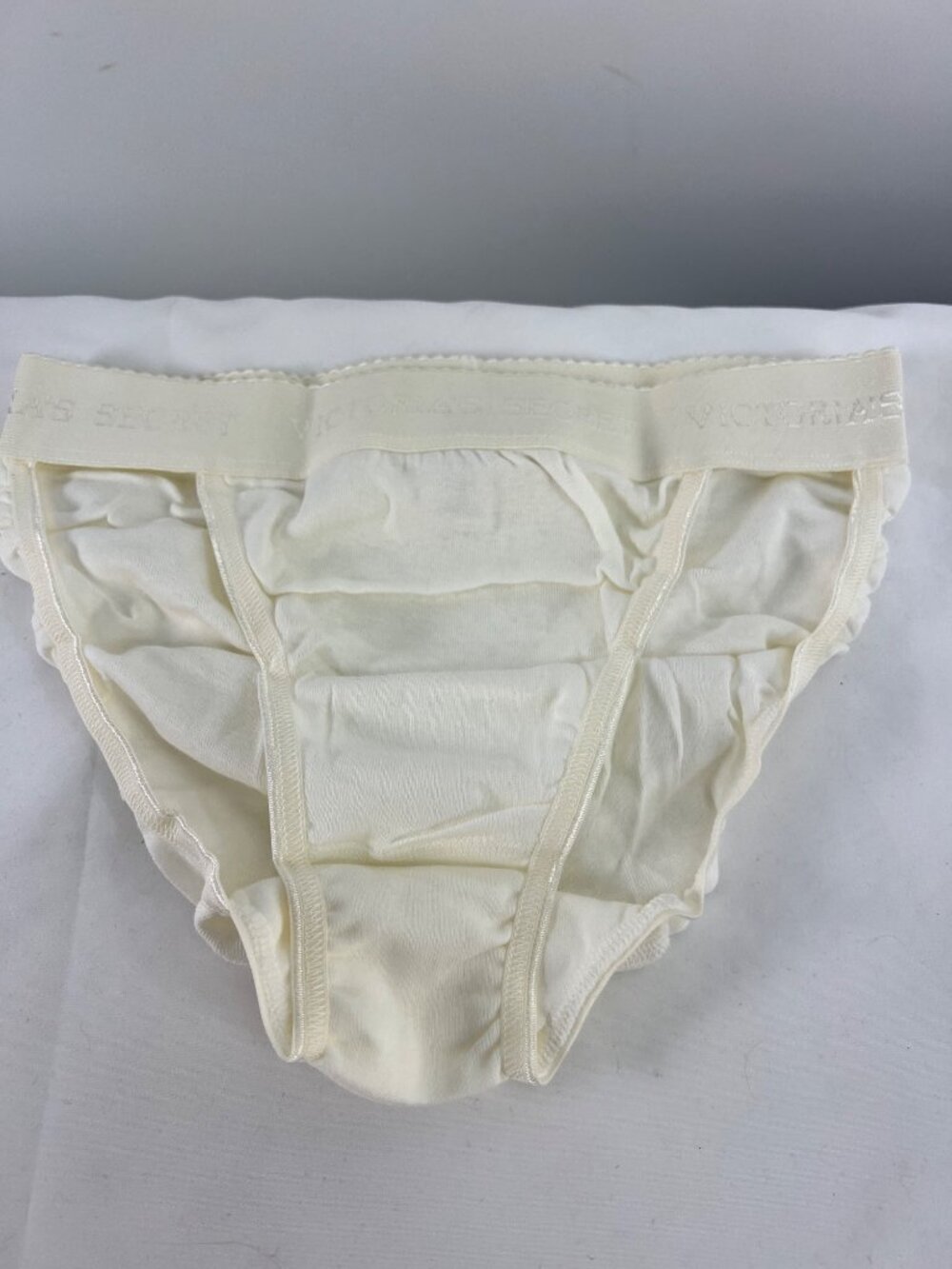 VTG Victorias Secret Womens Hi-Cut Rio Panty Small 100% Cotton White sz S